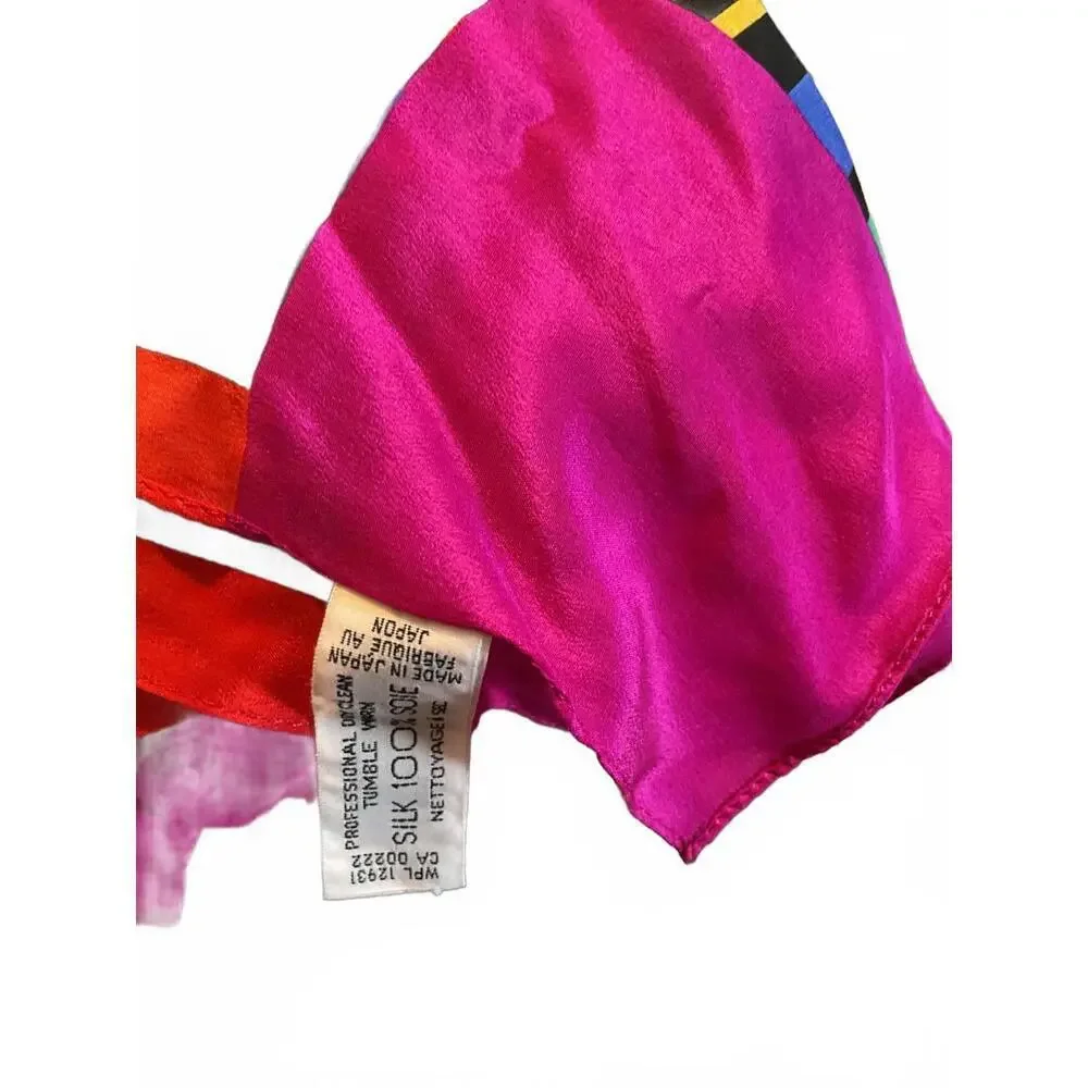 Vintage Liz Claiborne Colorful Silk Scarf 15” Square